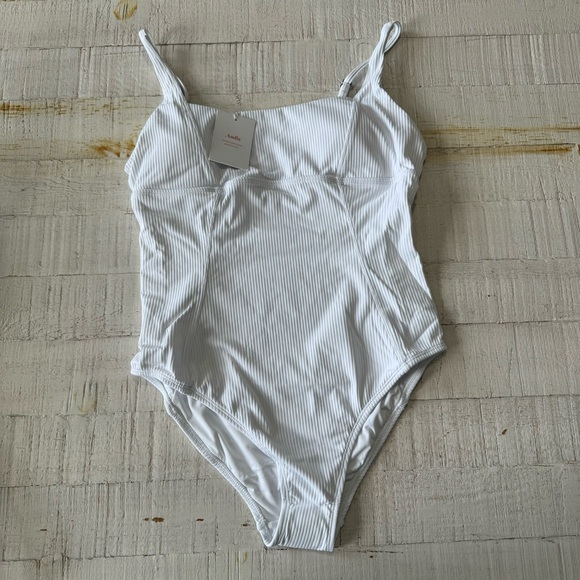 Andie Swim the Havana Rib One Piece Swimsuit NWT size Large TALL in White - Picture 2 of 9